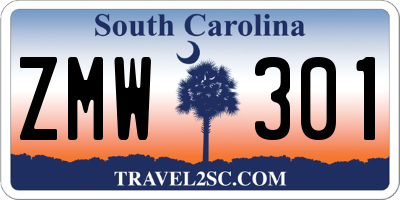 SC license plate ZMW301