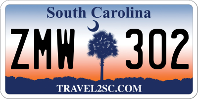 SC license plate ZMW302