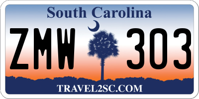 SC license plate ZMW303