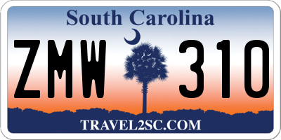 SC license plate ZMW310