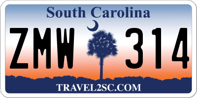 SC license plate ZMW314