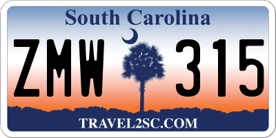 SC license plate ZMW315