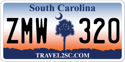 SC license plate ZMW320