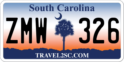 SC license plate ZMW326