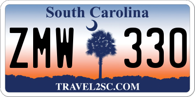 SC license plate ZMW330