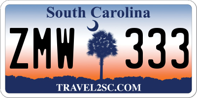 SC license plate ZMW333