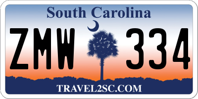 SC license plate ZMW334
