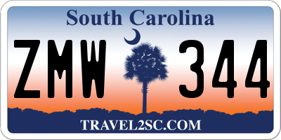 SC license plate ZMW344