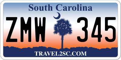 SC license plate ZMW345