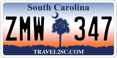 SC license plate ZMW347