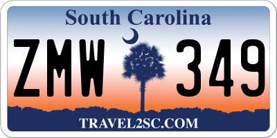 SC license plate ZMW349