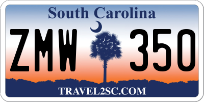 SC license plate ZMW350