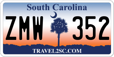 SC license plate ZMW352