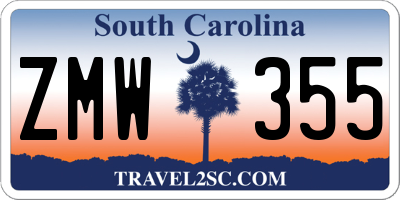 SC license plate ZMW355
