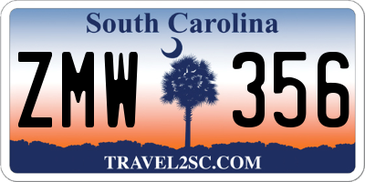 SC license plate ZMW356