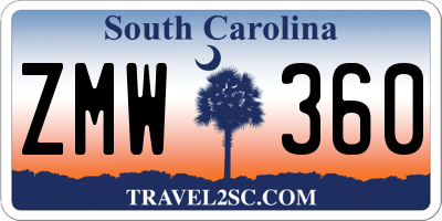 SC license plate ZMW360