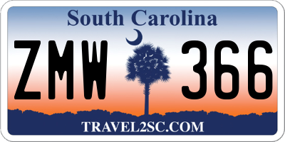 SC license plate ZMW366
