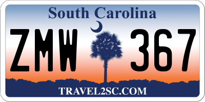 SC license plate ZMW367