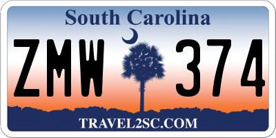 SC license plate ZMW374