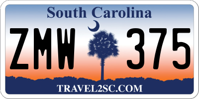 SC license plate ZMW375