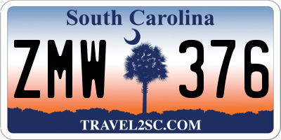 SC license plate ZMW376