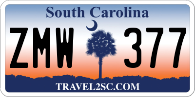 SC license plate ZMW377