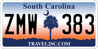 SC license plate ZMW383
