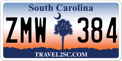 SC license plate ZMW384