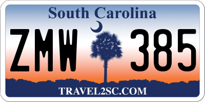 SC license plate ZMW385