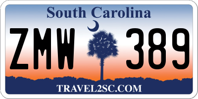 SC license plate ZMW389