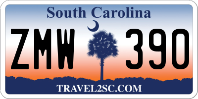 SC license plate ZMW390