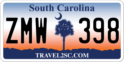 SC license plate ZMW398