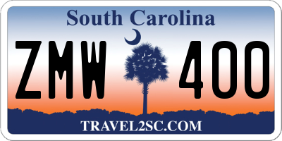 SC license plate ZMW400