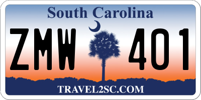 SC license plate ZMW401