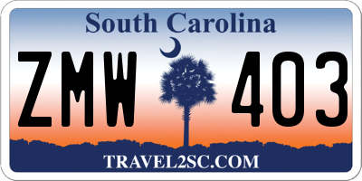 SC license plate ZMW403