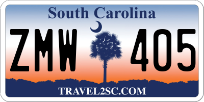SC license plate ZMW405