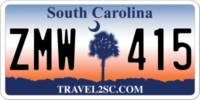 SC license plate ZMW415