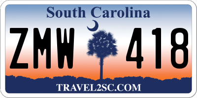 SC license plate ZMW418