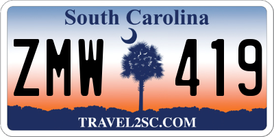 SC license plate ZMW419
