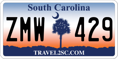 SC license plate ZMW429