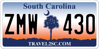 SC license plate ZMW430