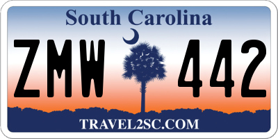 SC license plate ZMW442