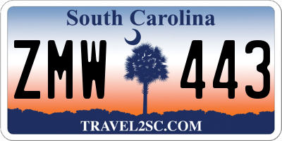 SC license plate ZMW443