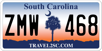 SC license plate ZMW468