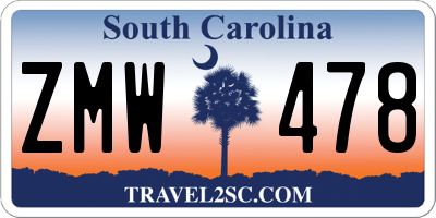 SC license plate ZMW478