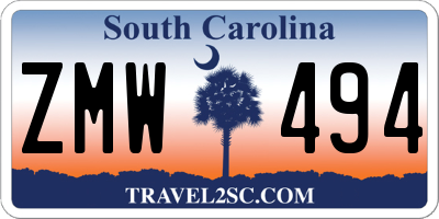 SC license plate ZMW494