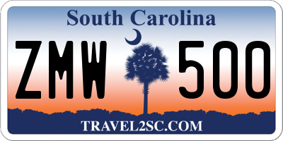 SC license plate ZMW500