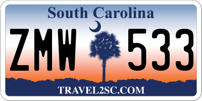 SC license plate ZMW533
