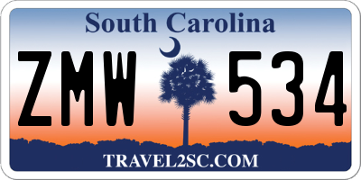 SC license plate ZMW534