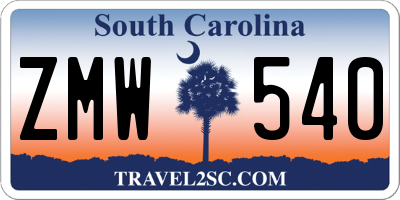 SC license plate ZMW540